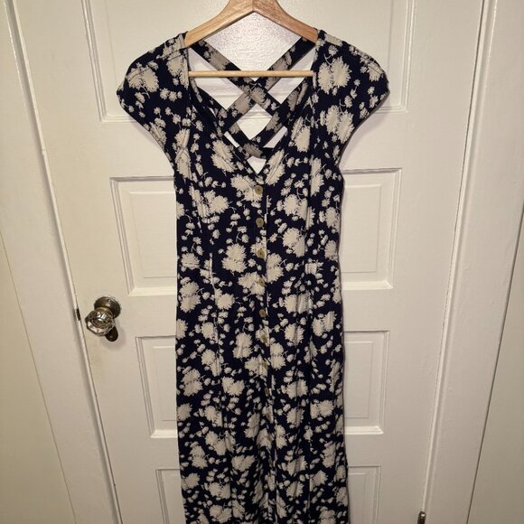 Maeve Anthropologie Blue and White Floral Tate Midi Sundress - Picture 3 of 9